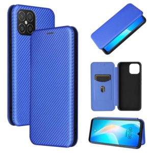 For Huawei nova 8 SE Carbon Fiber Texture Horizontal Flip TPU + PC + PU Leather Case with Card Slot(Blue) (OEM)