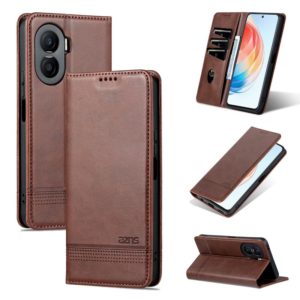 For Honor X40i AZNS Magnetic Calf Texture Flip Leather Phone Case(Dark Brown) (AZNS) (OEM)