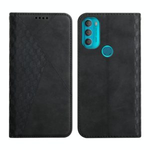 For Motorola Moto G71 5G Diamond Splicing Skin Feel Magnetic Leather Phone Case(Black) (OEM)