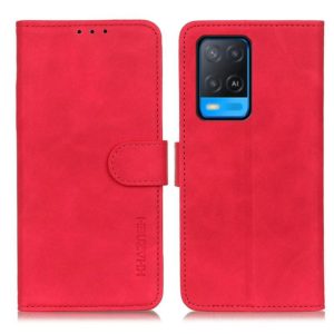 For OPPO A54 4G KHAZNEH Retro Texture PU + TPU Horizontal Flip Leather Case with Holder & Card Slots & Wallet(Red) (OEM)