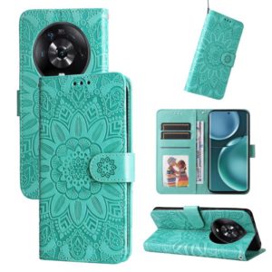 For Honor Magic4 / Magic4 Pro Embossed Sunflower Leather Phone Case(Green) (OEM)