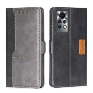 For Infinix Hot 11S/X6812 Contrast Color Side Buckle Leather Phone Case(Black + Grey) (OEM)