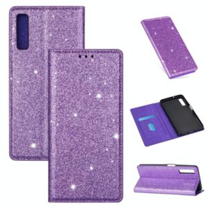 For Samsung Galaxy A7 (2018) / A750 Ultrathin Glitter Magnetic Horizontal Flip Leather Case with Holder & Card Slots(Purple) (OEM)
