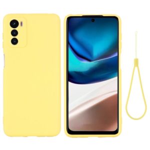 For Motorola Moto G42 Pure Color Liquid Silicone Shockproof Phone Case(Yellow) (OEM)