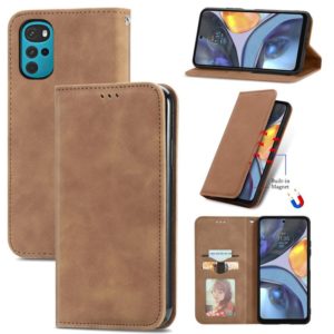 For Motorola Moto G22 Retro Skin Feel Magnetic Leather Phone Case(Brown) (OEM)