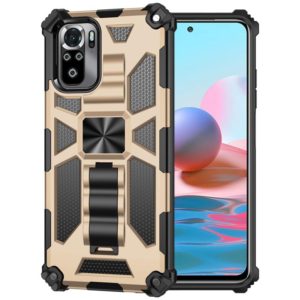 For Xiaomi Redmi Note 10 Shockproof TPU + PC Magnetic Protective Case with Holder(Gold) (OEM)