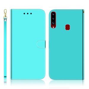 For Galaxy A20s Imitated Mirror Surface Horizontal Flip Leather Case with Holder & Card Slots & Wallet & Lanyard(Mint Green) (OEM)