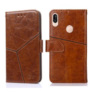 For Huawei P20 lite / nova 3e Geometric Stitching Horizontal Flip TPU + PU Leather Case with Holder & Card Slots & Wallet(Light Brown) (OEM)