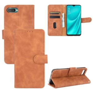 For OPPO Reno A Solid Color Skin Feel Magnetic Buckle Horizontal Flip Calf Texture PU Leather Case with Holder & Card Slots & Wallet(Brown) (OEM)