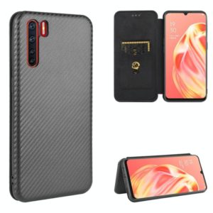 For OPPO A91 / F15 Reno3(Southeast Asia Version) Carbon Fiber Texture Horizontal Flip TPU + PC + PU Leather Case with Card Slot(Black) (OEM)