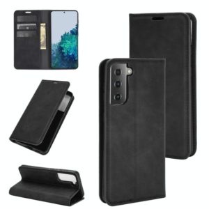 For Samsung Galaxy S21 5G Retro-skin Business Magnetic Suction Leather Case with Holder & Card Slots & Wallet(Black) (OEM)