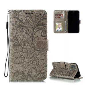 For Motorola Moto G9 Power Lace Flower Embossing Pattern Horizontal Flip Leather Case with Holder & Card Slots & Wallet & Photo Frame(Grey) (OEM)