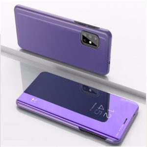 For Galaxy A51 Plated Mirror Horizontal Flip Leather Cover with Stand Mobile Phone Holster(Purple Blue) (OEM)