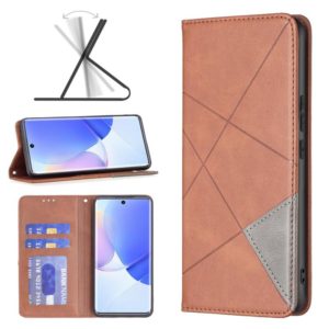 For Honor 50 / Huawei nova 9 Prismatic Invisible Magnetic Leather Phone Case(Brown) (OEM)