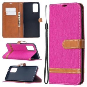 For Samsung Galaxy Note20 Color Matching Denim Texture Horizontal Flip Leather Case with Holder & Card Slots & Wallet & Lanyard(Rose Red) (OEM)