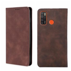 For Tecno Camon 15/Camon 15 Air Skin Feel Magnetic Horizontal Flip Leather Phone Case(Dark Brown) (OEM)