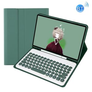 YT098B Detachable Candy Color Skin Feel Texture Round Keycap Bluetooth Keyboard Leather Case For iPad Air 4 10.9 2020 / Air 5 10.9 2022 (Dark Green) (OEM)