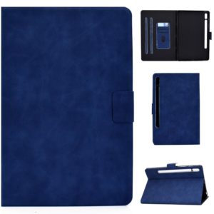 For Samsung Galaxy Tab S8 / Galaxy Tab S7 11.0 T870 Cowhide Texture Horizontal Flip Leather Case with Holder & Card Slots & Sleep / Wake-up(Blue) (OEM)