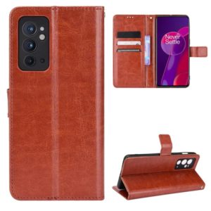 For OnePlus 9RT 5G Crazy Horse Texture Horizontal Flip Phone Leather Case with Holder & Card Slots & Lanyard(Brown) (OEM)