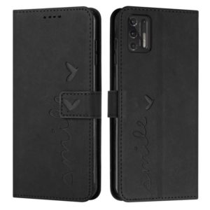 For Motorola Moto G Stylus 2021 Skin Feel Heart Pattern Leather Phone Case(Black) (OEM)