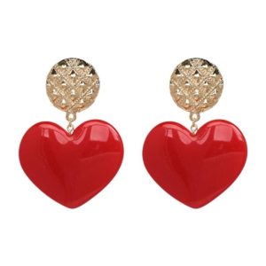 Peach Heart Earrings Retro Series Acrylic Stud Earrings for Women(Red) (OEM)