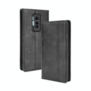 For Tecno Phantom X Magnetic Buckle Retro Pattern Horizontal Flip Leather Case with Holder & Card Slot & Wallet(Black) (OEM)