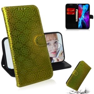 For iPhone 12 / 12 Pro Solid Color Colorful Magnetic Buckle Horizontal Flip PU Leather Case with Holder & Card Slots & Wallet & Lanyard(Gold) (OEM)