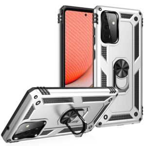 For Samsung Galaxy A72 5G / 4G Shockproof TPU + PC Protective Case with 360 Degree Rotating Holder(Silver) (OEM)