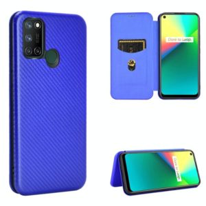 For OPPO Realme 7i Carbon Fiber Texture Horizontal Flip TPU + PC + PU Leather Case with Card Slot(Blue) (OEM)