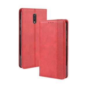 For Nokia 2.3 Magnetic Buckle Retro Crazy Horse Texture Horizontal Flip Leather Case with Holder & Card Slots & Photo Frame(Red) (OEM)
