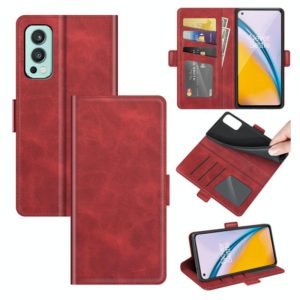 For OnePlus Nord 2 5G Dual-side Magnetic Buckle Horizontal Flip Leather Case with Holder & Card Slots & Wallet(Red) (OEM)