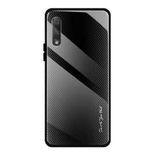 For Huawei Honor 9x Texture Gradient Glass Protective Case(Black) (OEM)