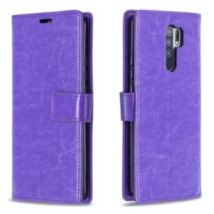 For Xiaomi Redmi 9 Crazy Horse Texture Horizontal Flip Leather Case with Holder & Card Slots & Wallet & Photo Frame(Purple) (OEM)