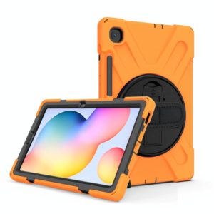 For Samsung Galaxy Tab S6 Lite P610 Shockproof Colorful Silicone + PC Protective Case with Holder & Shoulder Strap & Hand Strap & Pen Slot(Orange) (OEM)