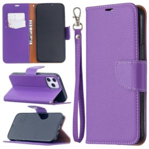 For iPhone 12 Pro Max Litchi Texture Pure Color Horizontal Flip Leather Case with Holder & Card Slots & Wallet & Lanyard(Purple) (OEM)