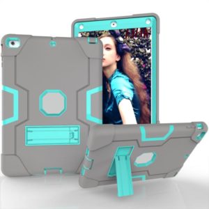 For iPad 4 / 3 / 2 Silicone + PC Protective Case with Stand(Grey + Mint Green) (OEM)