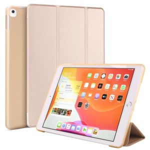Three-folding Surface PU Leather TPU Matte Soft Bottom Case with Holder & Sleep / Wake-up Function For iPad 10.2 2021 / 2020 / 2019 / iPad Pro 10.5 inch(Gold) (OEM)