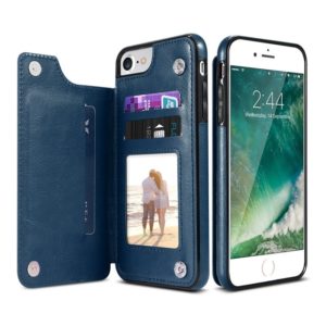 For iPhone 7 Plus / 8 Plus Retro PU Leather Case Multi Card Holders Phone Cases(Blue) (OEM)