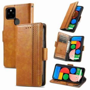 For Google Pixel 5a 5G CaseNeo Business Splicing Dual Magnetic Buckle Horizontal Flip PU Leather Case with Holder & Card Slots & Wallet(Khaki) (OEM)