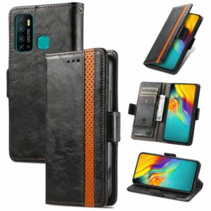 For Infinix Hot 9 CaseNeo Business Splicing Dual Magnetic Buckle Horizontal Flip PU Leather Case with Holder & Card Slots & Wallet(Black) (OEM)