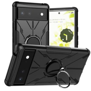 For Google Pixel 6 Armor Bear Shockproof PC + TPU Phone Case with Ring Holder(Black) (OEM)