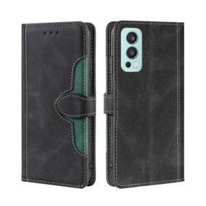 For OnePlus Nord 2 5G Skin Feel Straw Hat Magnetic Buckle Leather Phone Case(Black) (OEM)