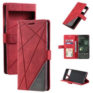 For Google Pixel 6 Pro Skin Feel Splicing Leather Phone Case(Red) (OEM)