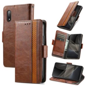 For Sony Xperia Ace II CaseNeo Business Splicing Dual Magnetic Buckle Horizontal Flip PU Leather Case with Holder & Card Slots & Wallet(Brown) (OEM)