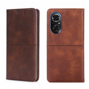 For Honor 50 Cow Texture Magnetic Horizontal Flip Leather Phone Case(Dark Brown) (OEM)