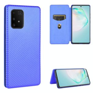 For Samsung Galaxy A91 / M80s / S10 Lite Carbon Fiber Texture Horizontal Flip TPU + PC + PU Leather Case with Rope & Card Slot(Blue) (OEM)