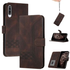 For Huawei P30 Cubic Skin Feel Flip Leather Phone Case(Dark Brown) (OEM)