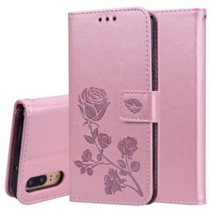 Rose Embossed Horizontal Flip PU Leather Case for Huawei P20, with Holder & Card Slots & Wallet (Rose Gold) (OEM)
