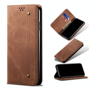 For Xiaomi Redmi K40 / K40 Pro / K40 Pro+ Denim Texture Casual Style Horizontal Flip Leather Case with Holder & Card Slots & Wallet(Brown) (OEM)