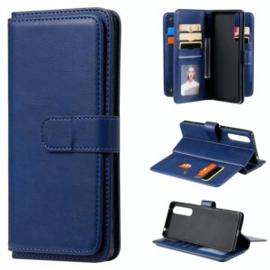 For Sony Xpeira 1 II Multifunctional Magnetic Copper Buckle Horizontal Flip Solid Color Leather Case with 10 Card Slots & Wallet & Holder & Photo Frame(Navy Blue) (OEM)